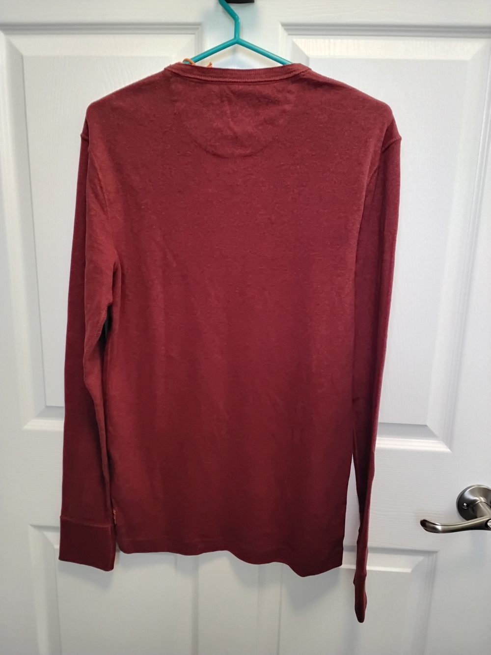 Superdry Men’s Heritage Grandad Long-Sleeve Henley Shirt -Finn Red Grit Size L - Picture 4 of 6